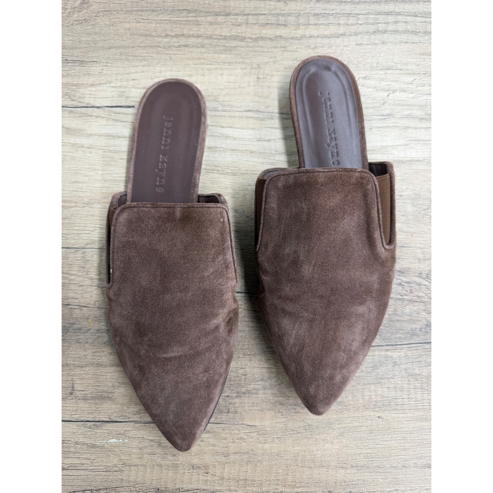 Jenni Kayne Brown Suede Pointed Toe Mules Flat Shoes Made in Italy Size 37